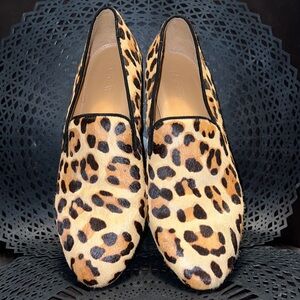 J. Crew Leopard Print Flats calf hair smoking loafers